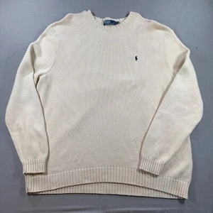 Polo Ralph Lauren Knit Pullover Sweater Mens 3XLT Beige Cream Pima Cotton - Foto 1 di 10