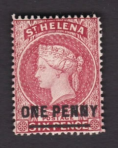 St Helena  1880 1d ovpt B short bar pf14 SG27 MINT medium/heavy hinge - Picture 1 of 2