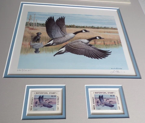 Signed And Numbered LOUIS FRISINO New Jersey Duck Stamp Artwork Print Geese Cover