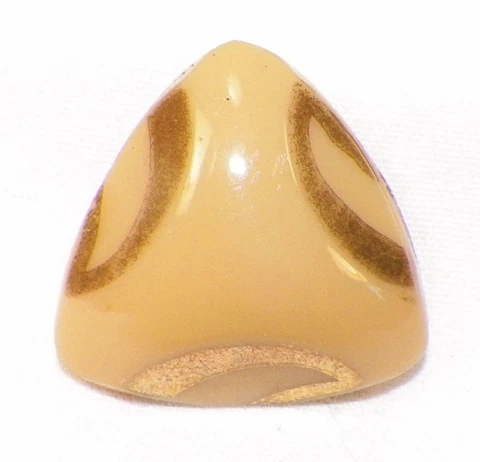 Art Deco Tan Glass Button Triangle Gold Paint Self Shank Vintage Nice #15 Cover