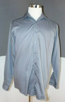 Kenneth Cole Reaction Wrinkle Free Gray Cotton Dress Shirt Size M 15 1/2 34-35 - Image 1 of 4