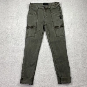SILVER JEANS Womens Size 26x29 Green Aiko Skinny Cargo Mid Rise Olive Distressed - Picture 1 of 12