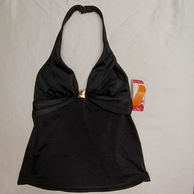 Tropical Escape Sz 6 Black Tankini Swim Bathe Top NWT - Image 1 of 2
