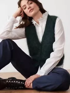 Brora Superkid Mohair Mix Waistcoat Tank S Teal - RRP £159 Ribbed NWOT - Picture 1 of 12