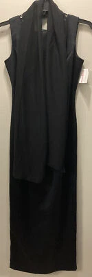 NWT Davids Bridal Black Long Satin Bridesmaid Evening Dress with Shawl Size 10 - Image 1 of 4