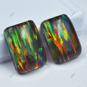 Par de piedras preciosas naturales de 21,95 quilates de ópalo de roca multicolor corte cojín CERTIFICADAS - Imagen 1 de 12