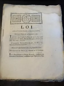 Louis XVI / Duport - Law, French Constitution: Paris, Sept 14, 1791 - Picture 1 of 8