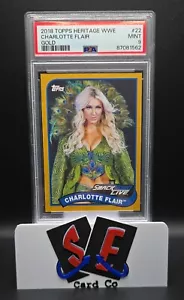 Charlotte Flair - 2018 Topps Heritage WWE Card #22 Gold SSP 03/10 - PSA 9 Mint - Picture 1 of 4