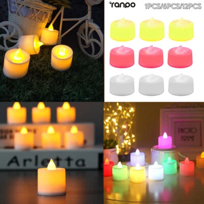 1x 12x bunte elektrische LED-Kerze, flackerfreie, romantische Lampe für Party RM - Bild 1 von 4