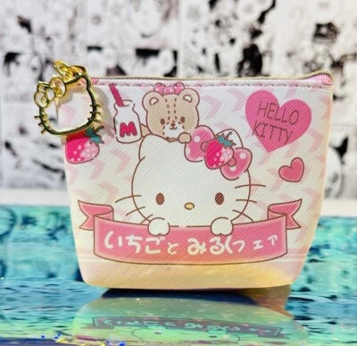 Hello Kitty Coin Purse Wallet With Zipper Cute Charm 4.5” Inch In Length New! - Image 1 of 3