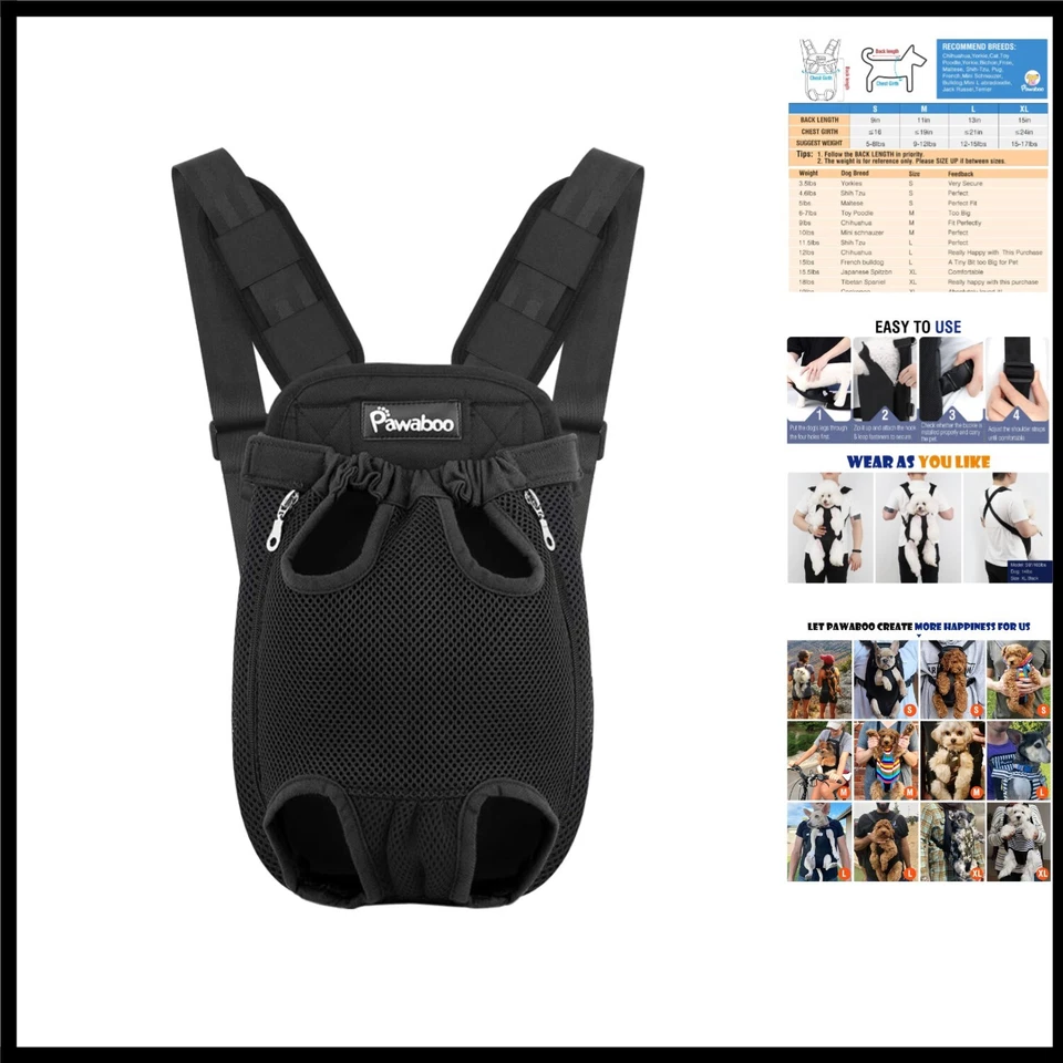 Leichter Haustier Rucksack für Welpen – Schwarz –  für Reisen & Abenteuer - Bild 1 von 1