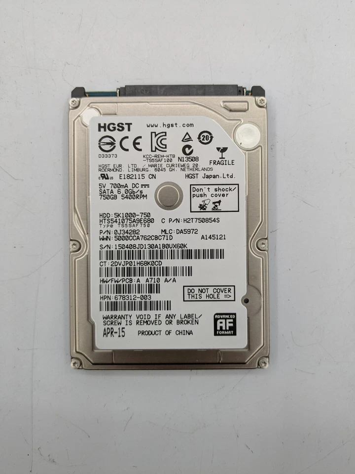 2.5" HGST SATA 320GB, 500GB, 750GB Laptop Hard Drive HDD - Image 1 of 1