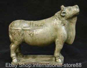 7.6" Rare Old Chinese Longquan Porcelain Dynasty Palace Bull Oxen Sculpture - Picture 1 of 13