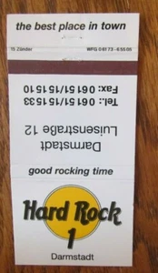 HARD RCK 1 MATCHBOOK COVER: DARMSTADT GERMANY EMPTY MATCHCOVER -E18 - Picture 1 of 1