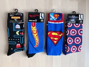Herren Socken 80er Nostalgie Superman Hot Wheels Pac-Man Captain America - Bild 1 von 17
