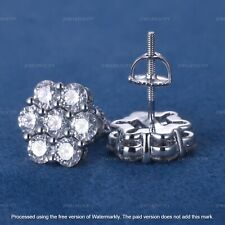 3Ct Round Cut Created Cluster Flower Stud Earrings 14K White Gold Finish $749