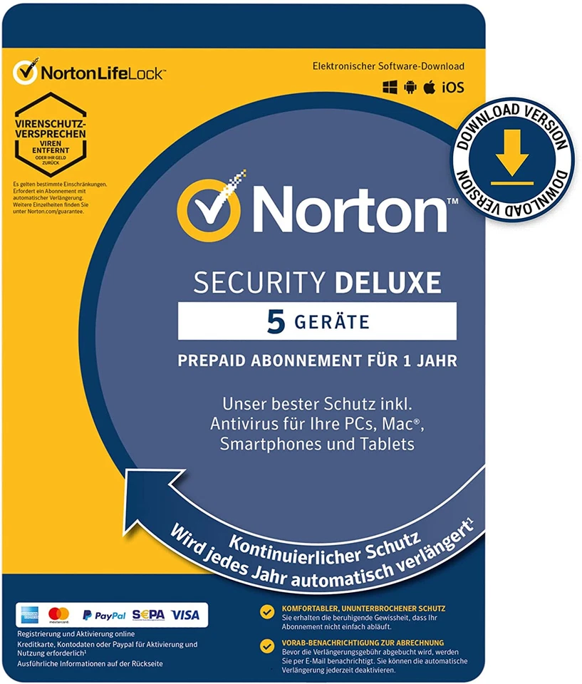 Norton 360 Deluxe inkl. 50GB  2024 | 5 Geräte | 1-Jahres-Abonnement - Bild 1 von 1