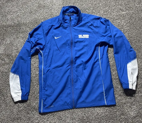 Nike Men's Size Medium Dri Fit Air Force On Field Full Zip Blue Windbreaker Cover