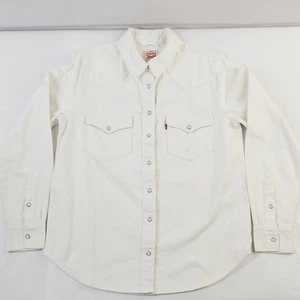 Levis Men's Medium White Pearl Snap Western Long Sleeve Shirt - Picture 1 of 18