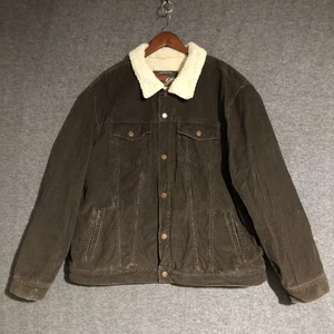 Old Navy Jacket Mens 2XL Brown Corduroy Sherpa Collar Lined Trucker Western Warm - Picture 1 of 12