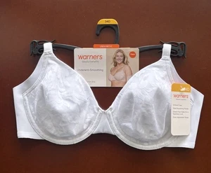 Warners Blissful Benefits weißer ungefütterter Schalen-BH mit Bügel Gr. 34D neu mit Etikett - Bild 1 von 8