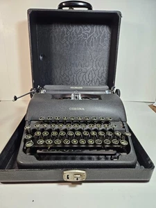 Máquina de escribir Smith & Corona estándar vintage negra con estuche cambio flotante - Imagen 1 de 14