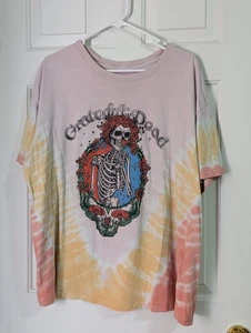 Offizielles Grateful Dead T-Shirt Erwachsene XL rosa orange Batik Rosen Skelett Rock - Bild 1 von 7