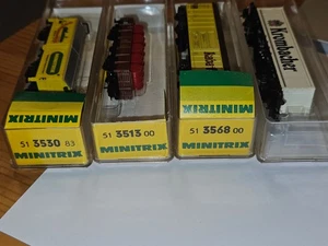 SPUR N MINITRIX 3530, 3513,3568, Krombacher Bier  Güterwagen-Konvolut 4 tlg. OVP - Bild 1 von 4