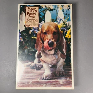Vintage 80er Jaymar Basset Hound 500 Teile Puzzle "After Dinner" - 13"x18" - VERSIEGELT - Bild 1 von 8
