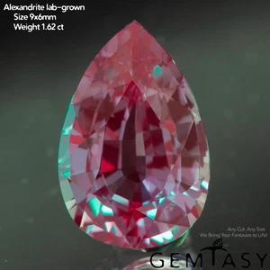 Piedra cortada - Alejandrita Czochralski (tirada) cultivada en laboratorio, pera 9x6 mm 1,54-1,86 quilates - Imagen 1 de 4