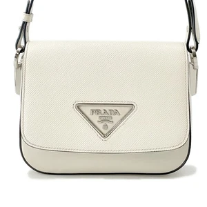 PRADA Identity Shoulder Bag Saffiano LeatherLeather White 1BD249 - Picture 1 of 17