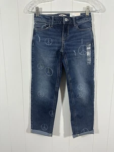 NWT SO Girls Mid Rise Girlfriend Stretch Capris Denim Jeans Adj Waist Sz 8 - Picture 1 of 8