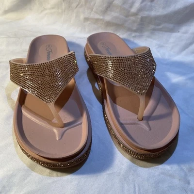 Women' s Forever  "Rhinestone"  Sandals Flip Flop Thong sz 9 Pale Pink NWOT - Image 1 of 4