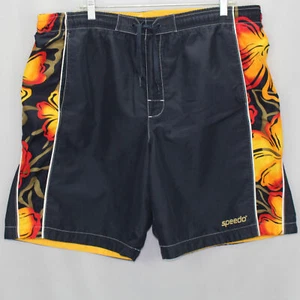 Speedo Black Floral Men's Size Large Swim Shorts Mesh Interior - Picture 1 of 9