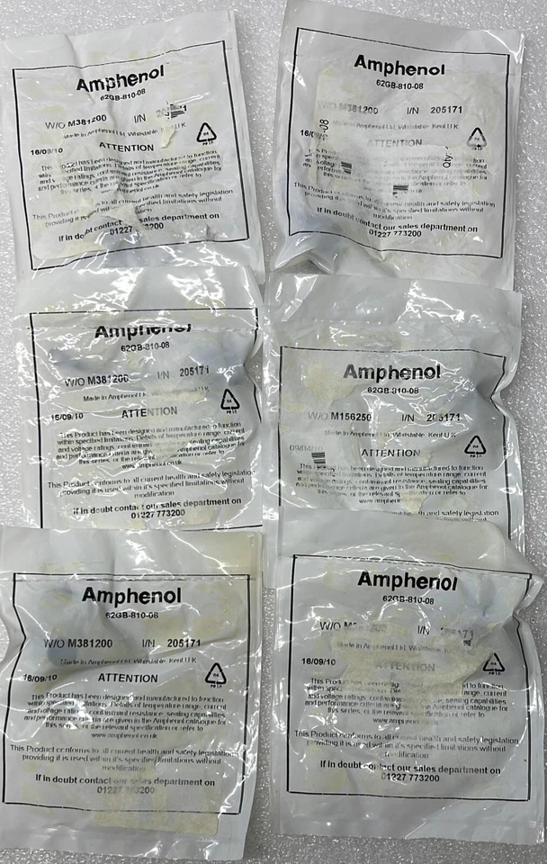 [LOT OF 6] NEW SEALED - Amphenol 62GB-810-08 SOCKET DUST CAP Zinc Cobalt Size 8 - Image 1 of 4
