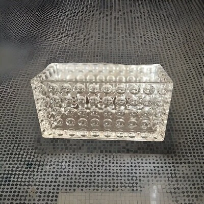 Modern Rectangular Clear "Bubble Glass" Vase, Candle Holder, Storage Container - Image 1 of 4