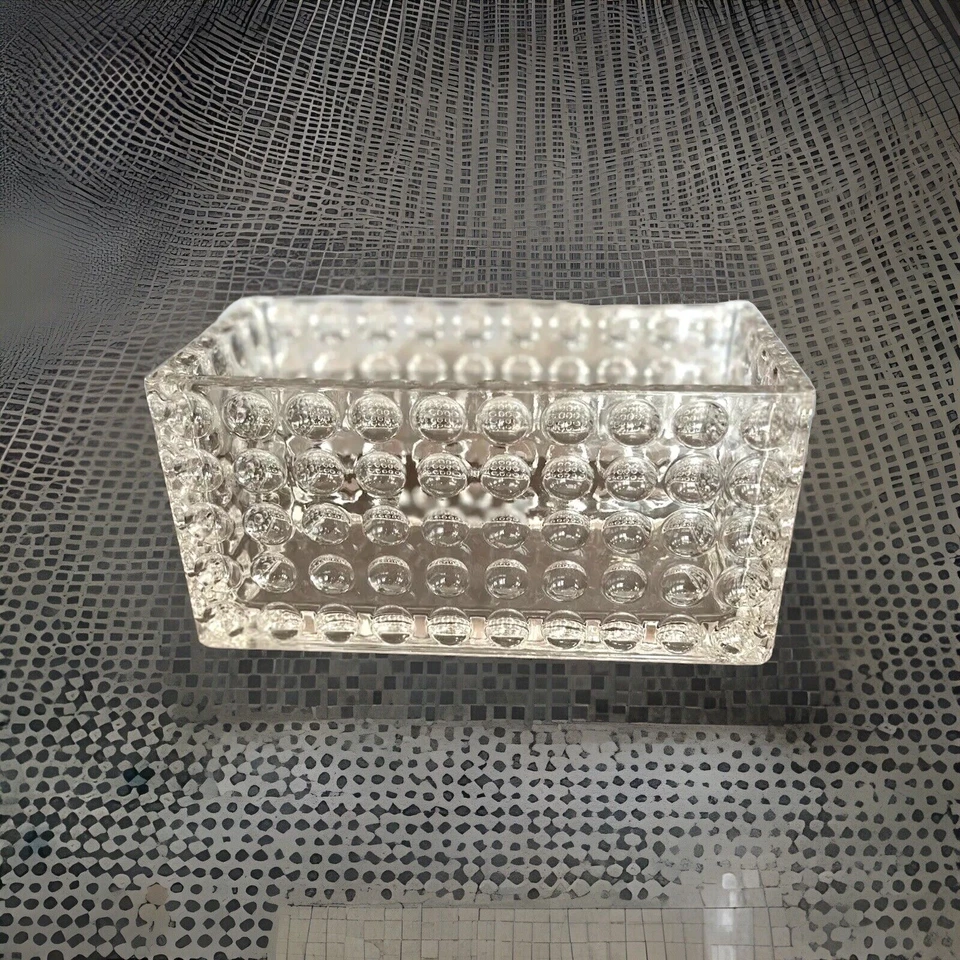 Modern Rectangular Clear "Bubble Glass" Vase, Candle Holder, Storage Container - Image 1 of 4