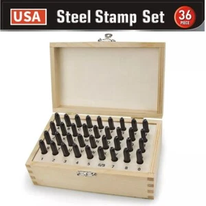 36PCS Stamping Punch and Die Letter and Number Set A-Z & 0-9 Symbol Wood Case US - Picture 1 of 7