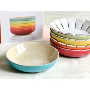 Le Creuset Deep Plate Round Dish 20cm Set of 5 Rainbow Collection Stoneware NIB - Picture 1 of 8