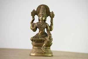 6 Zoll Göttin Lakshmi Statue Figur handgeschnitzt Messing Wohnkultur Tempel Ido - Bild 1 von 4