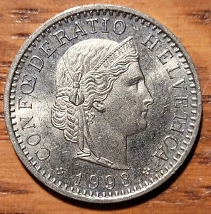Moneda Suiza 20 Rappen 1993 N92 - Imagen 1 de 2