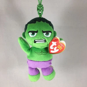 Ty Marvel Beanie Baby Clip - HULK (Plastic Key Clip - 4 inch) Soft Plushy MWMTs - Bild 1 von 6