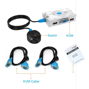 1pc MT-VIKI MT-201KL 2 Port VGA USB KVM Switch With Wire Remote Controller White - Picture 1 of 10