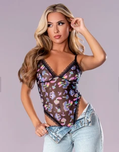 MAGIC SILK MUSHROOM HAZY DAYZ BODYSUIT OPEN BACK THONG TEDDY - Picture 1 of 8