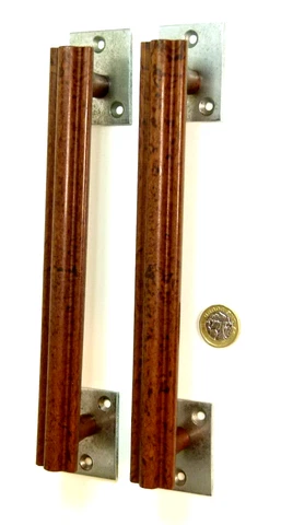 PAIR RARE WALNUT BAKELITE & CHROME DOOR HANDLES/PULLS ART DECO 1930s Cover