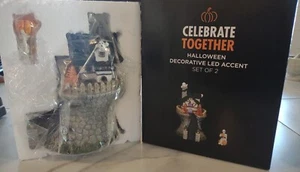 Celebrate Together Halloween LED Lite Village Decor Haunted Ghost House 2 Pc New - Picture 1 of 3