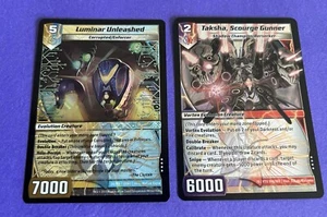 Luminar Unleashed + Taksha Scourge Gunner muy raro VTX INV Kaijudo casi nuevo - Imagen 1 de 1