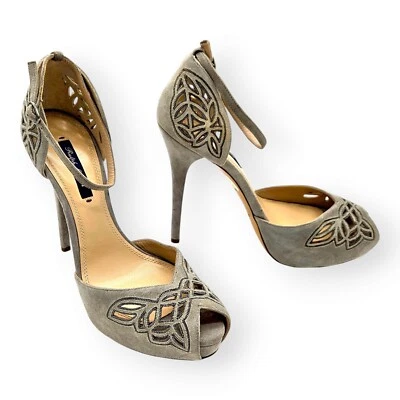 Ralph Lauren Colección Etiqueta Púrpura, Tacones de Cuero Gamuza Gris - EE. UU. 10B Foto 1 de 4