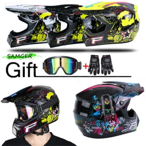 Motocross helmet full-face helmet + cross glasses + gloves S-XL - Picture 1 of 14
