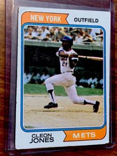 Cleon Jones 1974 Topps Baseball Card # 245, NY Mets *** Broom Corner Dog Ear